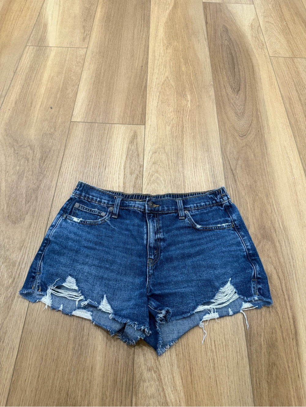 Aerie Distressed Denim Shorts - Blue